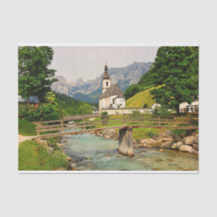 Old Church and Bridge in Bavaria, Germany  Tissue Paper