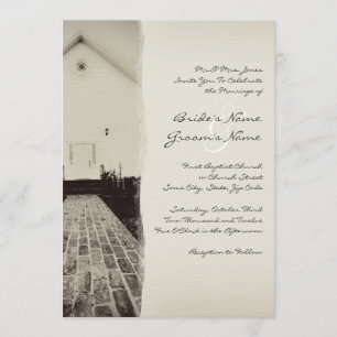 Old Church Vintage Wedding Invitation 5x7
