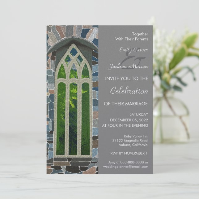 Old Church Wedding Invitation (Standing Front)