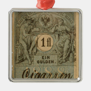 Old cigarette stamp metal tree decoration