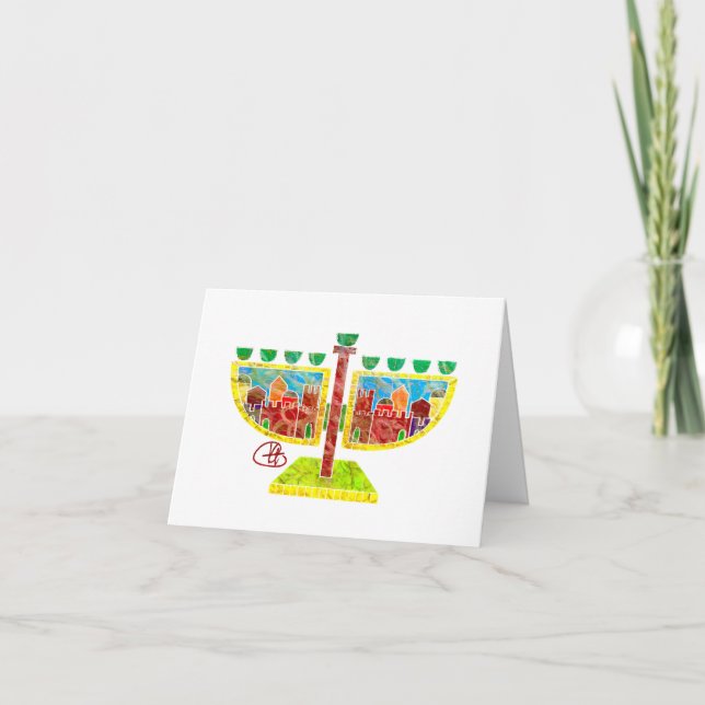 Old City Menorah Hanukkah Card  (Front)
