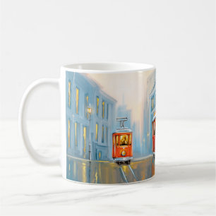 Old City Tram Oil Painting Coffee Mug