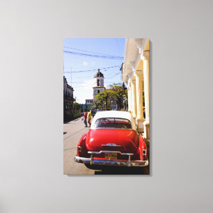 Old classic American auto in Guanabacoa a town Canvas Print