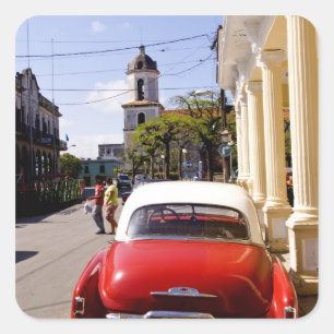 Old classic American auto in Guanabacoa a town Square Sticker