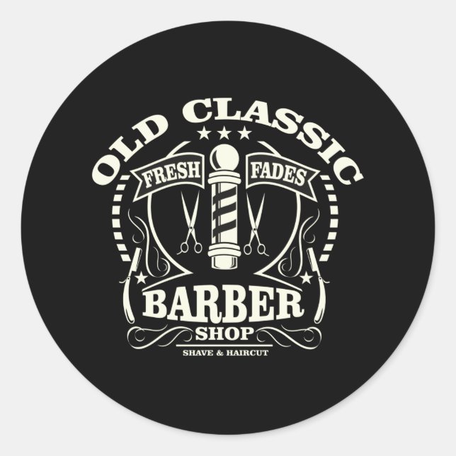 Old Classic Barber Round Sticker (Front)