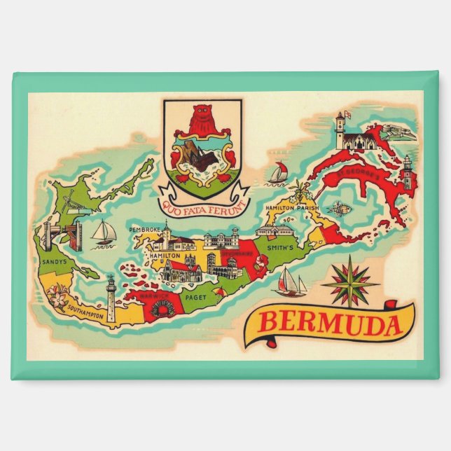 Old Classic Bermuda Map Magnet (Front)
