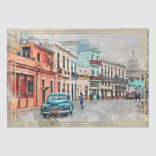 Old Classic Car Decoupage Tissue Paper (Front)