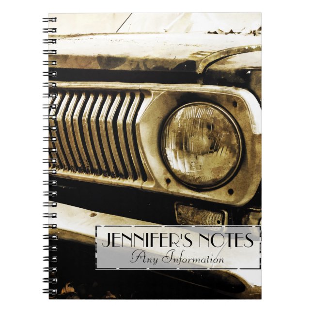 Old Classic Car Headlight #2 Notebook (Front)
