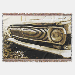 Old Classic Car Headlights Throw Blanket