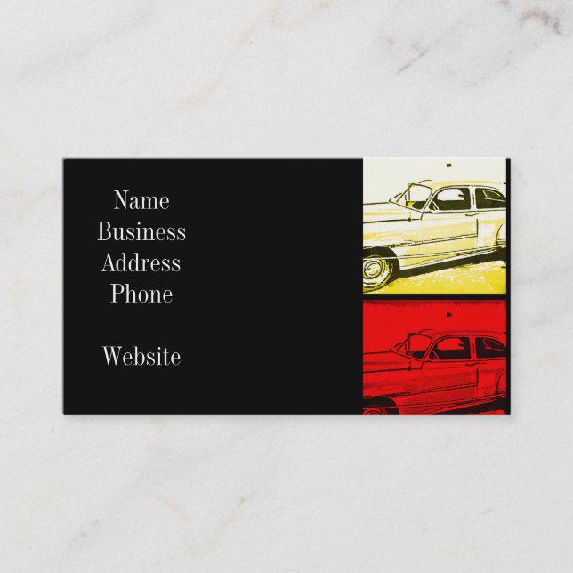 Old Classic Car Watercolor Pop Art Print Business Card (Front)