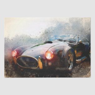 Old Classic Cobra Sports Car Watercolor Decoupage Tissue Paper