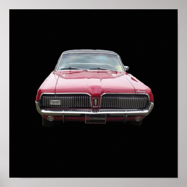 Old classic mercury cougar red front end poster (Front)