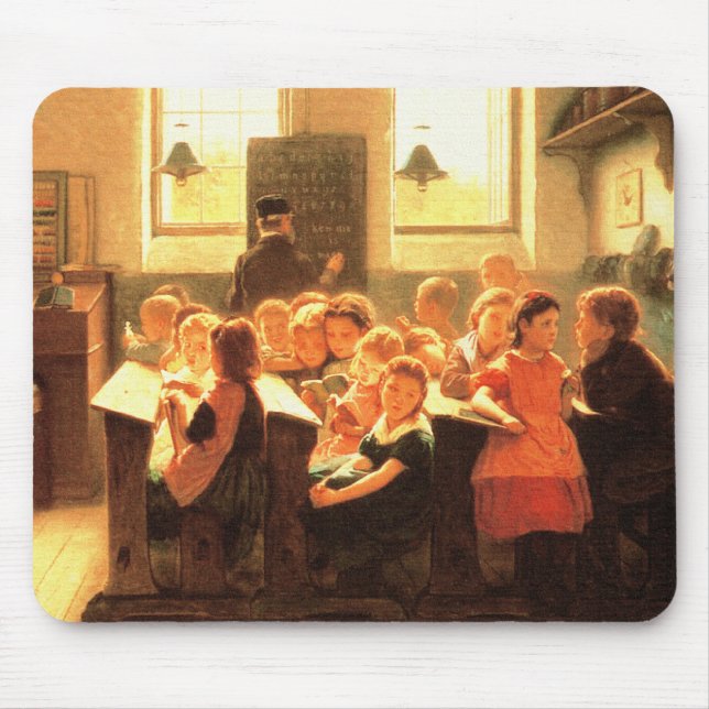Old Classroom Scene Painting Fine Art  Mouse Pad (Front)