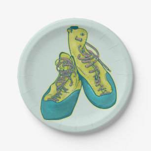 Old climbing shoes rock climbing paper plate