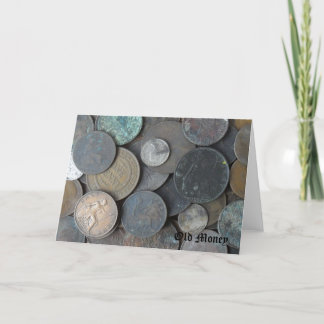 old coins pennies and half pennies photo. card