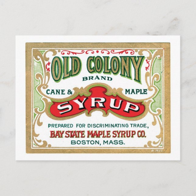 Old Colony Syrup Vintage Label Postcard (Front)