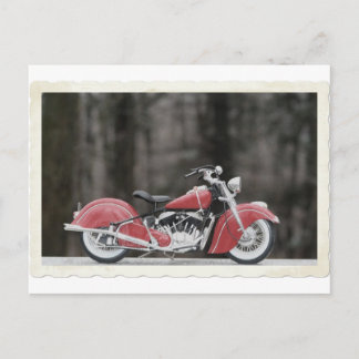 Old colour motorcycle photo postcard