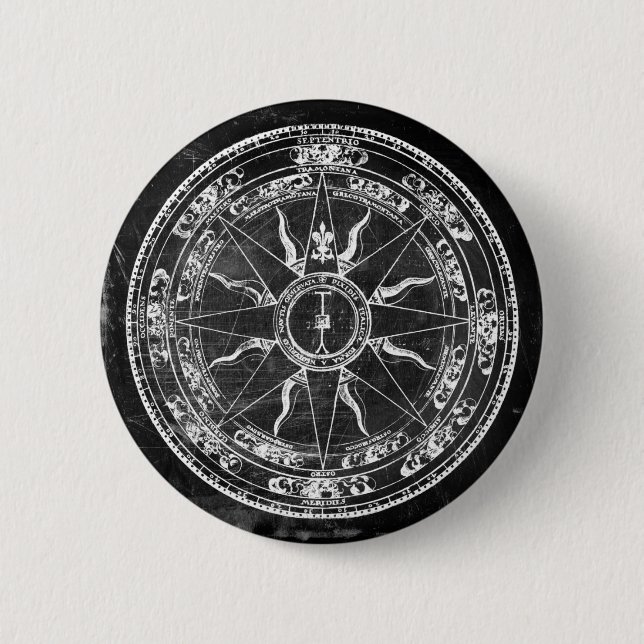 Old Compass Rose (B&W) 6 Cm Round Badge (Front)