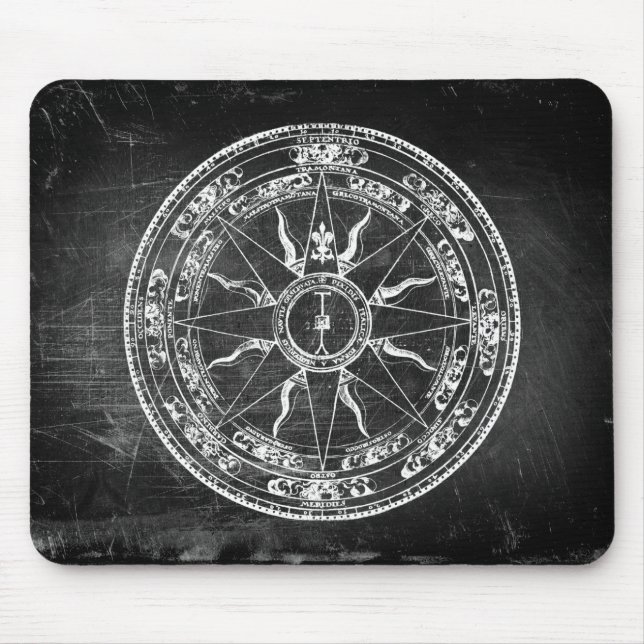 Old Compass Rose (B&W) Mouse Pad (Front)