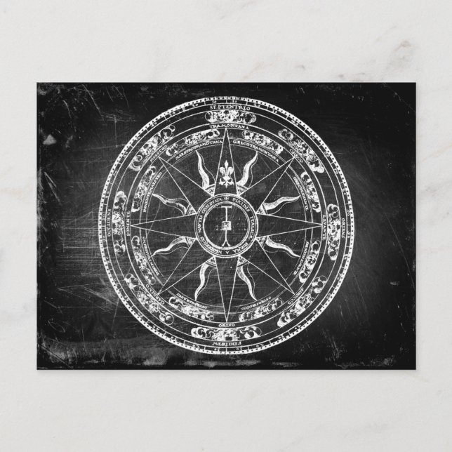 Old Compass Rose (B&W) Postcard (Front)