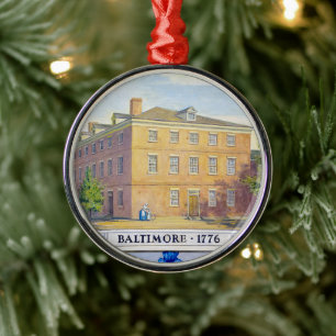 Old Congress Hall in Baltimore, Maryland Metal Tree Decoration