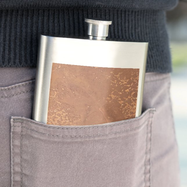 Old copper surface hip flask (In Situ)