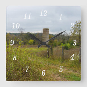 Old Country Silo Landscape Wall Clock