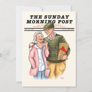 Old Couple Vintage Magazine(Norman Rockwell Style) Holiday Card