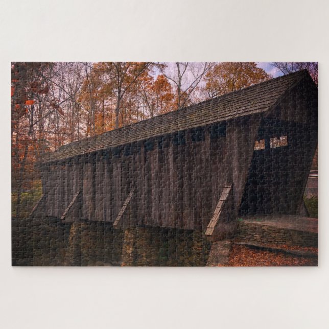 Old Covered Bridge Photography Scenic History Jigsaw Puzzle (Horizontal)