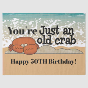 Old crab cute beach Birthday tissue Paper