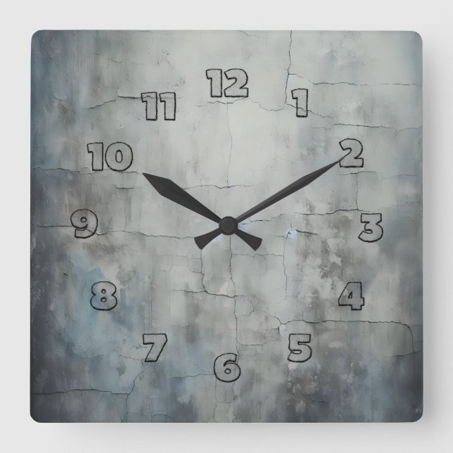 old cracked wall square wall clock (Front)