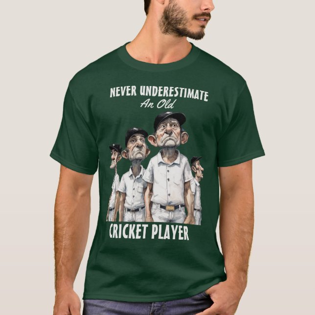Old Cricket Player T-Shirt (Front)