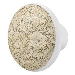 Old Crochet Lace Floral Pattern + your ideas Ceramic Knob
