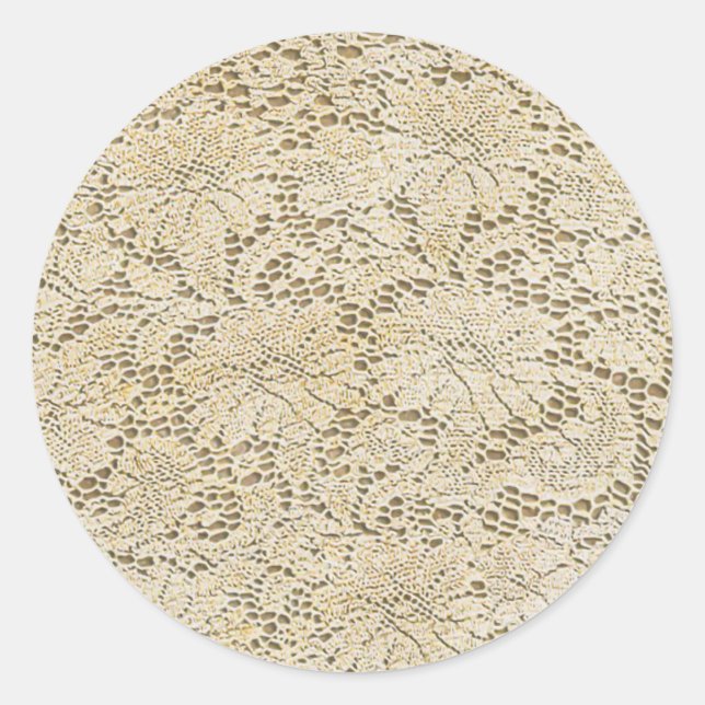 Old Crochet Lace Floral Pattern + your ideas Classic Round Sticker (Front)