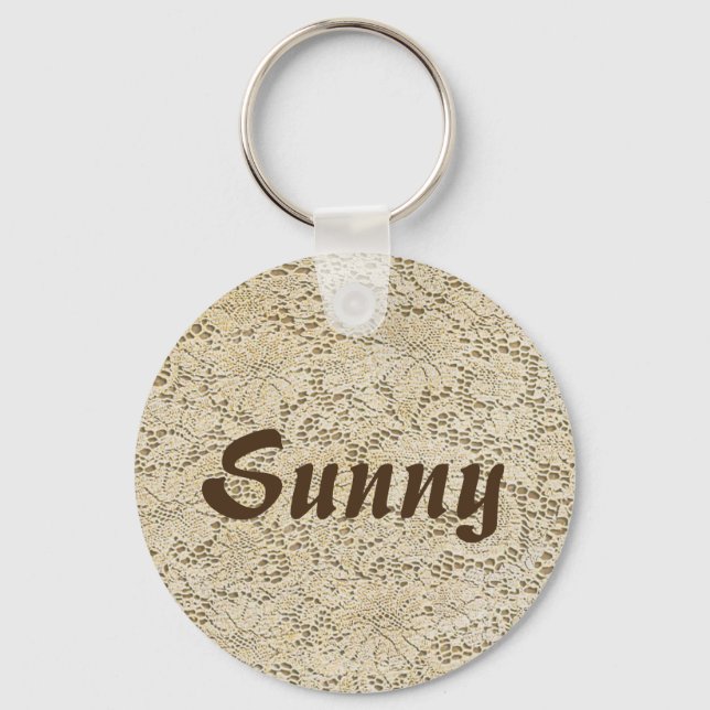 Old Crochet Lace Floral Pattern + your ideas Key Ring (Front)