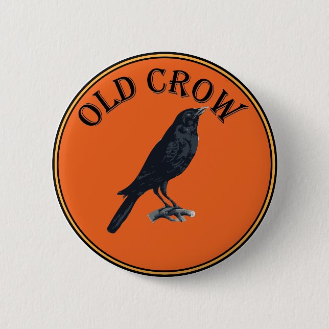 old crow 6 cm round badge (Front)