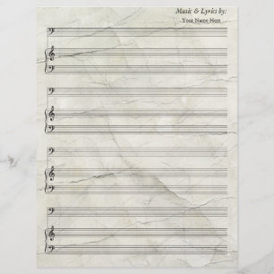 Old Crumpled Blank Sheet Music Bass Clef