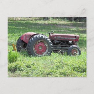 Old Damaged Little Tractor In A Field Postcard