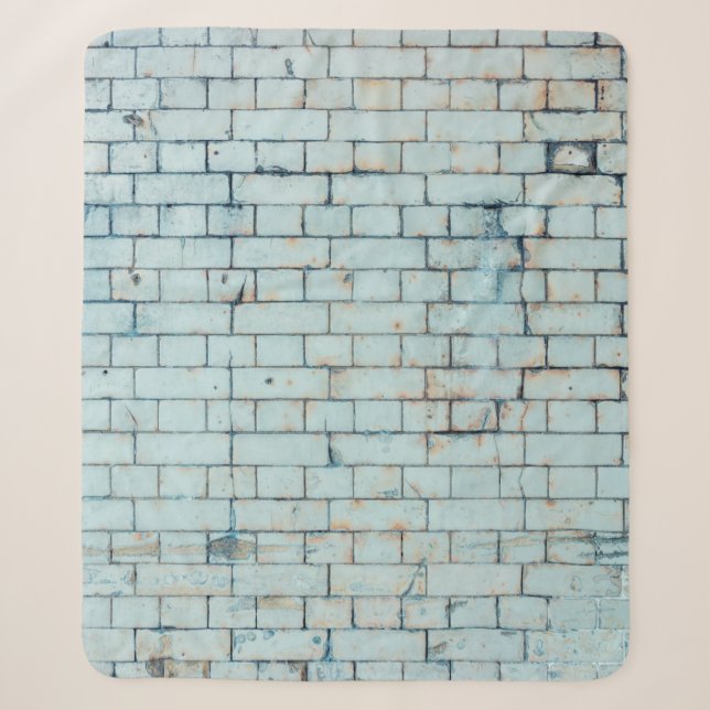Old dirty white brick wall backgroundabstract, age sherpa blanket (Front)
