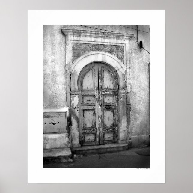 Old Door in Tripoli (B&W) Poster (Front)