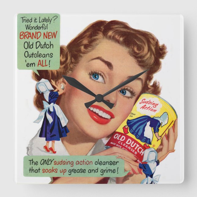 Old Dutch Cleanser lady Square Wall Clock (Front)