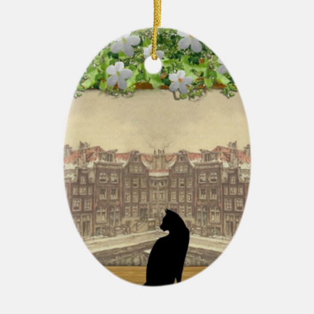 Old Dutch view Ceramic Tree Decoration (Front)