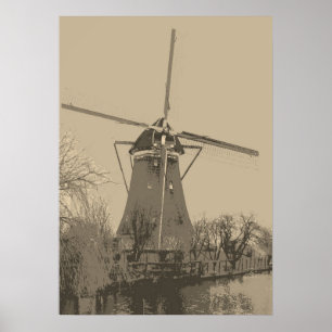 Old Dutch Windmill Poster