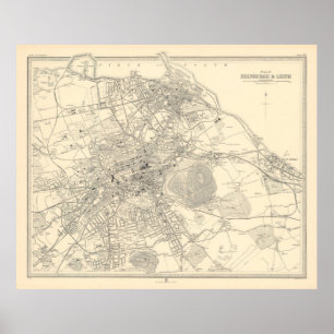 Old Edinburgh Scotland Map (1912)  Poster