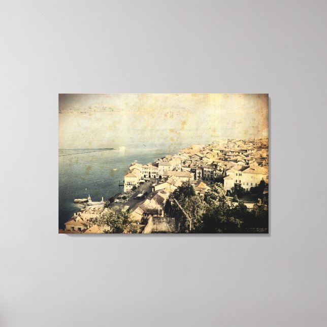 OLD EFFECT PHOTO on  lake MAGGIORE canvas print .  (Front)