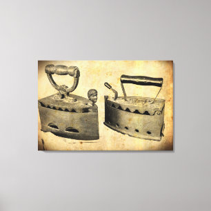 OLD EFFECT PHOTO on vintage irons on canvas print