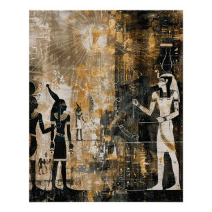 Old Egypt Pharaoh Blessing Of Sun God Poster