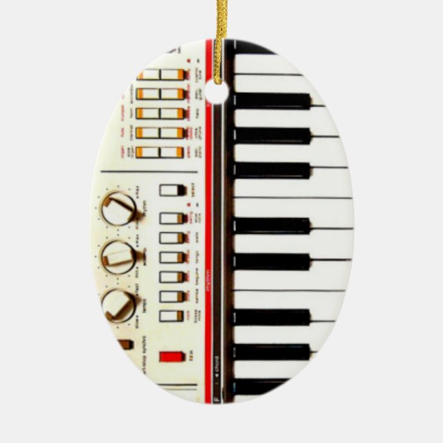 Old Electric Keyboard Ceramic Tree Decoration (Front)