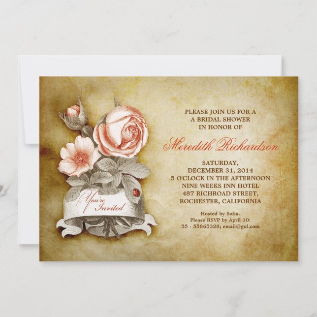 old elegant vintage bridal shower invitation (Front)