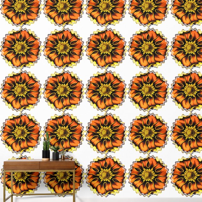 OLD ENGLAND FLOWER STAINED GLASS WINDOW WALLPAPER (Hallway)